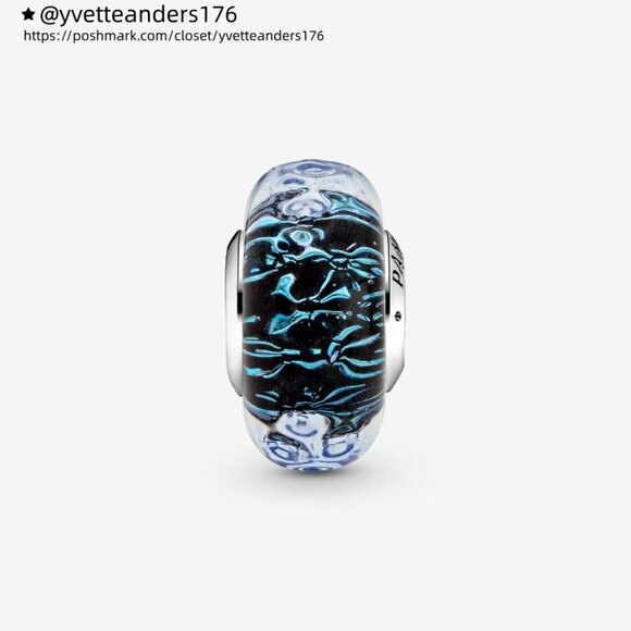 Pandora Wavy Dark Blue Murano Glass OceanCharm - Picture 1 of 7